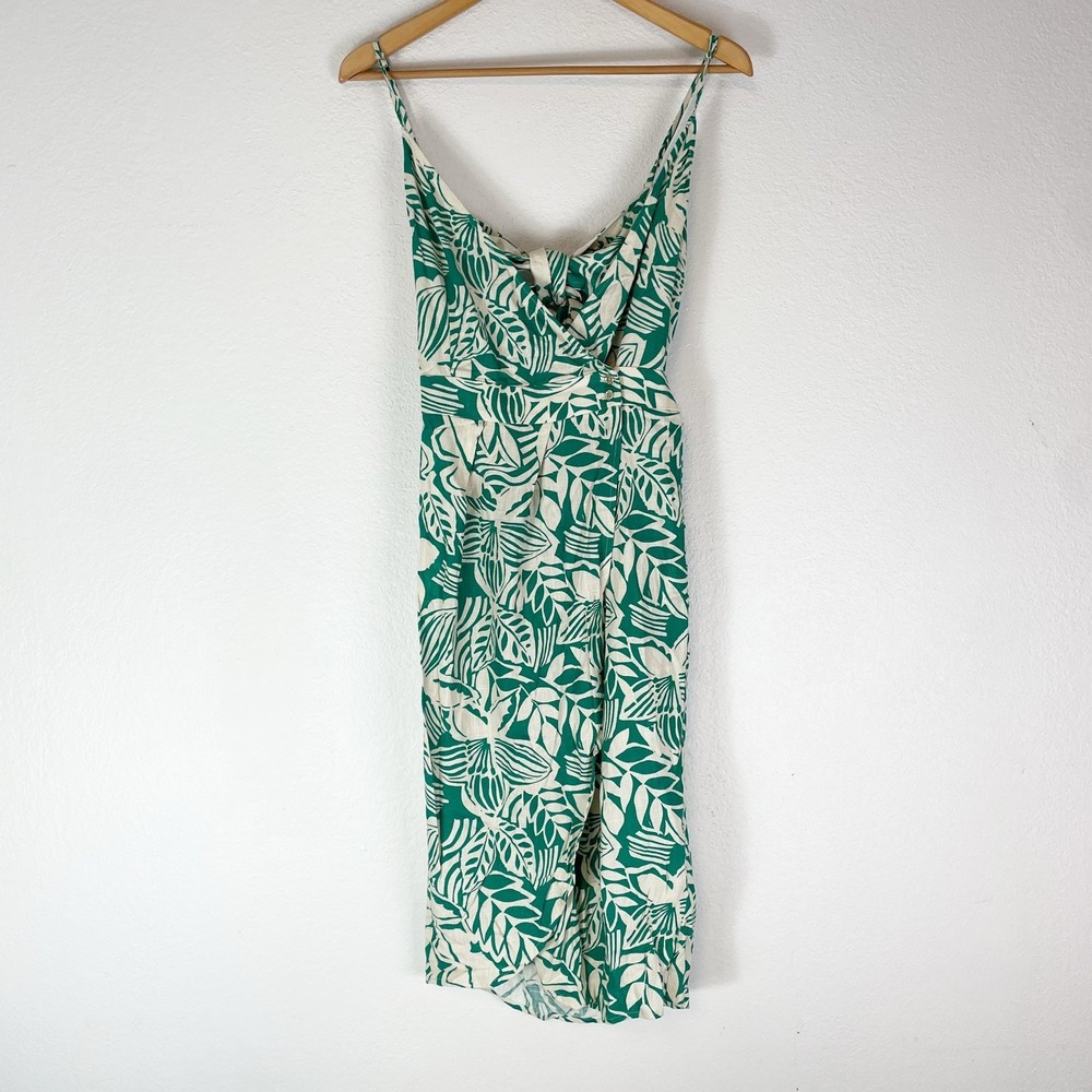 Orsay Dress Womens 36 4 Linen Blend Tropical Boho Resort Coastal Beach Open Back